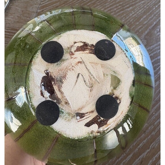 Table Vase Mid Century Modern  drip glazed pottery onion shape Numbered 12 - Picture 4 of 5